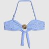 Blå texturerad bandeau-bikinitopp