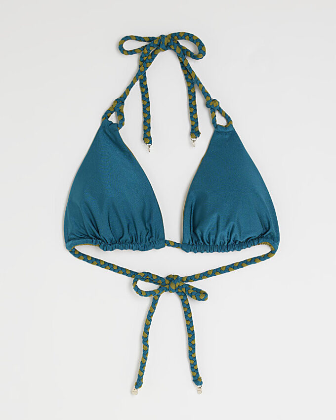 Blå vändbar flätad bikinitopp