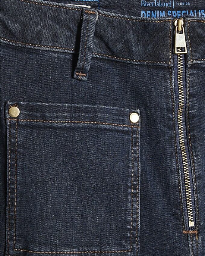 Blåa avslappnade flare-jeans med dragkedja