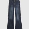 Blåa avslappnade flare-jeans med dragkedja