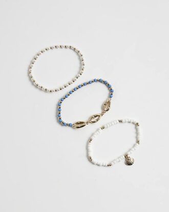 Blått snäckskal, 3-pack, ankelband