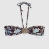 Brun bandeau-bikini med tropiskt mönster