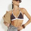 Brun bikinitopp med ringdetaljer