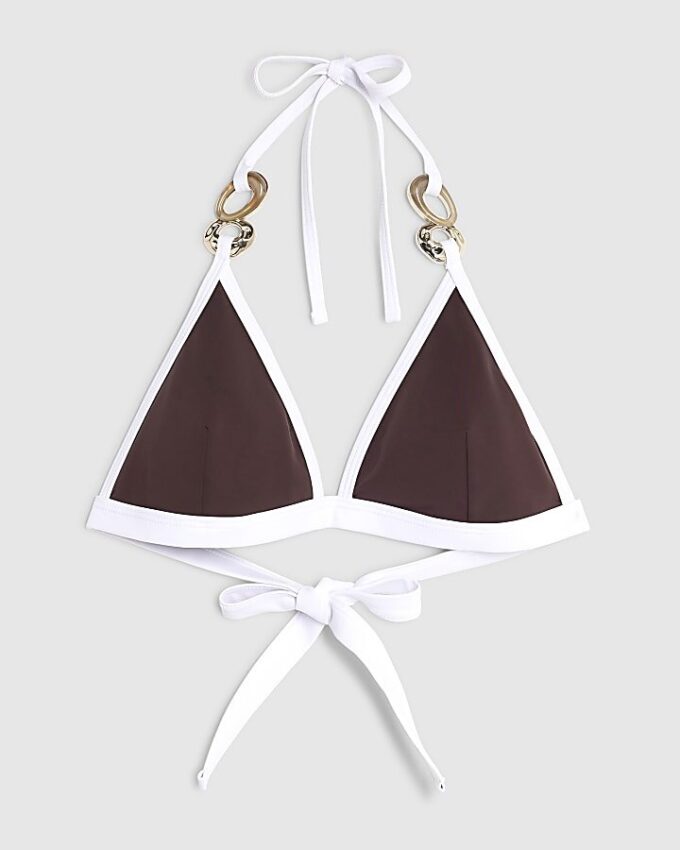 Brun bikinitopp med ringdetaljer