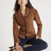 Brun blazer i imiterat mocka