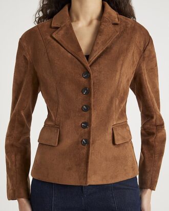 Brun blazer i imiterat mocka