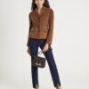 Brun blazer i imiterat mocka