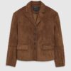 Brun blazer i imiterat mocka