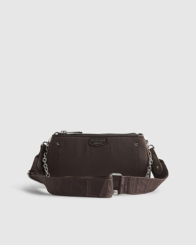 Brun crossbody-väska med dubbla fack