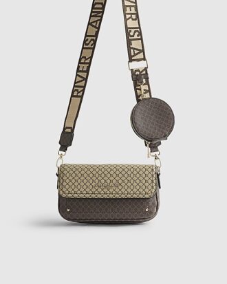 Brun crossbody-väska med monogramtryck