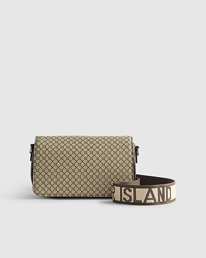 Brun crossbody-väska med monogramtryck