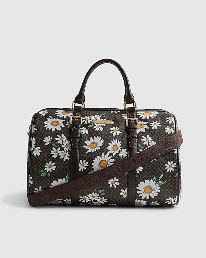 Brun Daisy Monogram Barrell-väska
