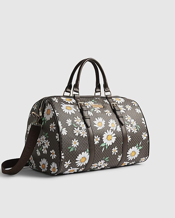 Brun Daisy Monogram Barrell-väska
