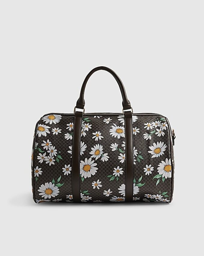 Brun Daisy Monogram Barrell-väska