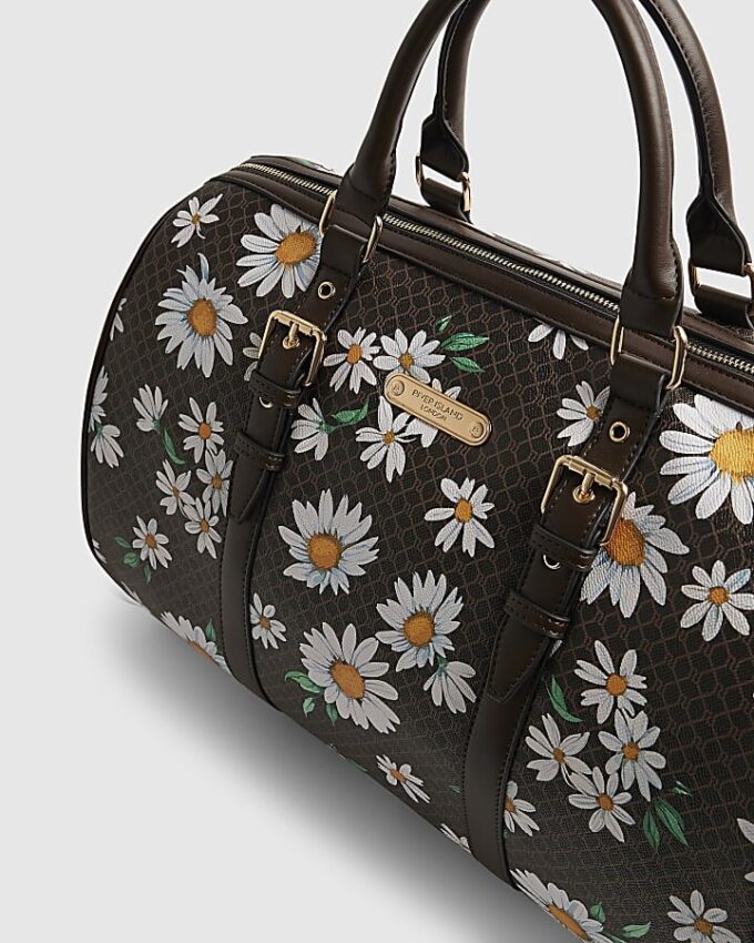 Brun Daisy Monogram Barrell-väska