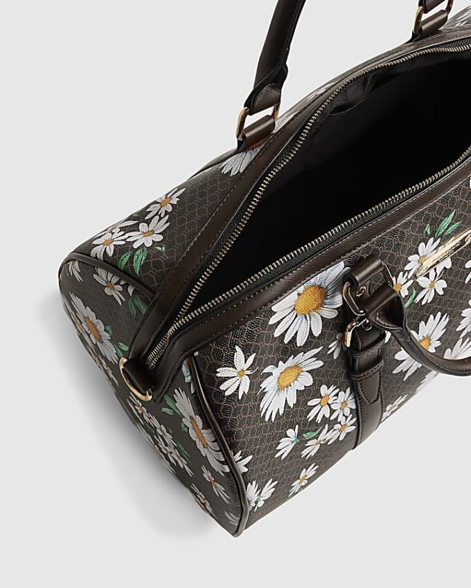 Brun Daisy Monogram Barrell-väska