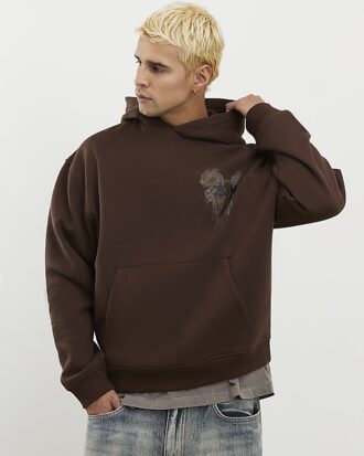 Brun hoodie i oversized-modell med Kagoshima-drake