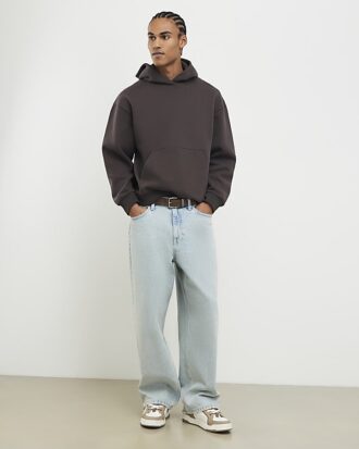 Brun hoodie i oversized-passform