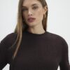 Brun jacquard-T-shirt med korta ärmar och boxig passform