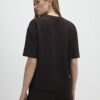Brun jacquard-T-shirt med korta ärmar och boxig passform