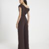 Brun kortärmad asymmetrisk draperad jumpsuit