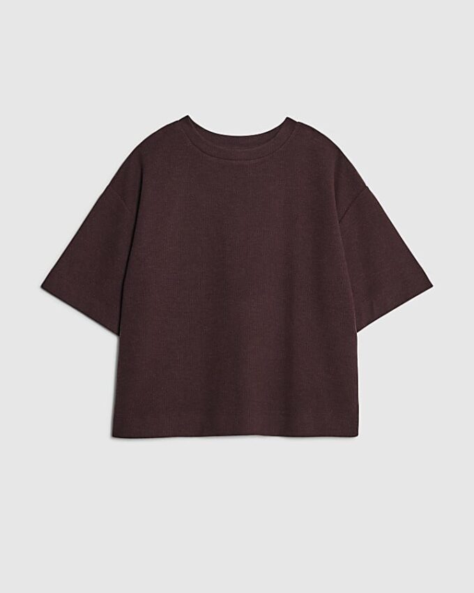 Brun kortärmad mysig boxy T-shirt Brun kortärmad mysig boxy T-shirt