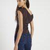 Brun kortärmad off shoulder-top med drapering