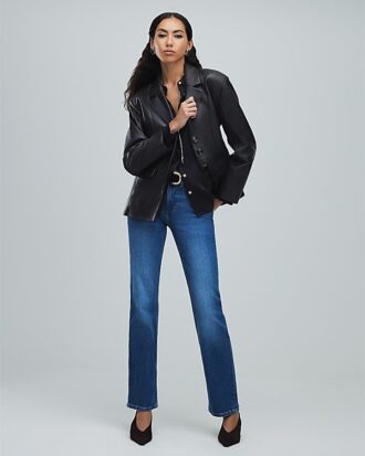 Brun läderblazer med figursydd midja