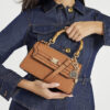 Brun liten totebag med topphandtag