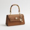 Brun liten totebag med topphandtag
