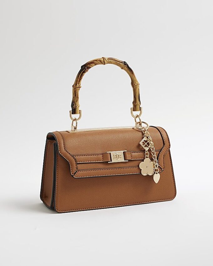 Brun liten totebag med topphandtag