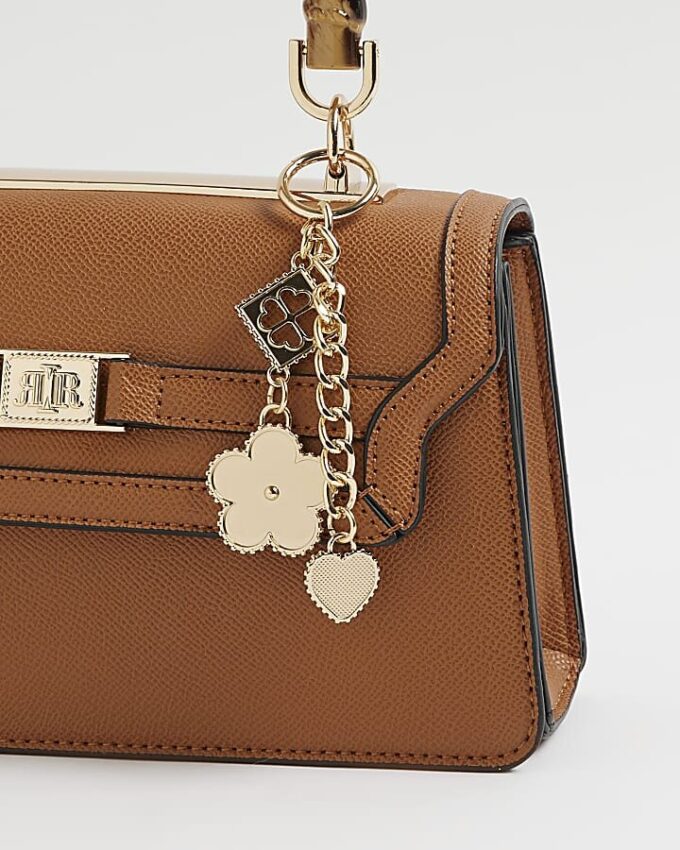 Brun liten totebag med topphandtag