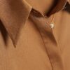 Brun långärmad slim fit-skjorta i satin