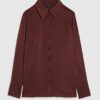 Brun långärmad slim fit-skjorta i satin