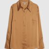 Brun långärmad slim fit-skjorta i satin
