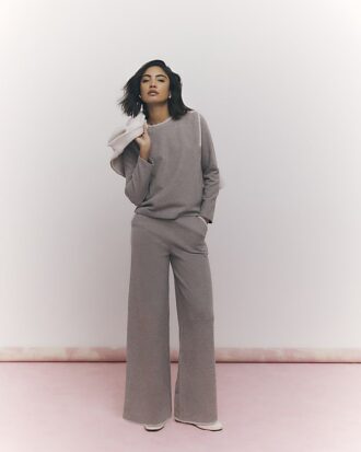 Brun långärmad sweatshirt med whipstitch