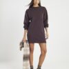 Brun långärmad sweatshirt-miniklänning