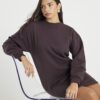 Brun långärmad sweatshirt-miniklänning