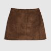 Brun minikjol i imitationsmocka