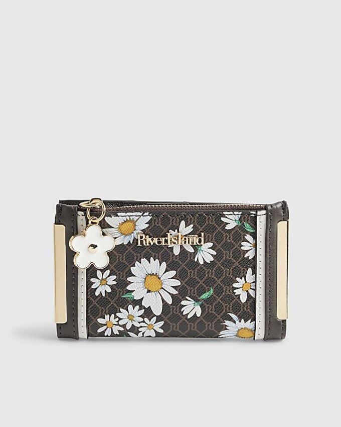 Brun miniväska med daisy-monogramtryck