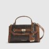 Brun monogram-tote med hänglås fram