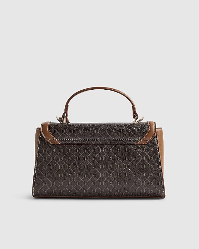 Brun monogram-tote med hänglås fram