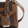 Brun monogram-tote med hänglås fram