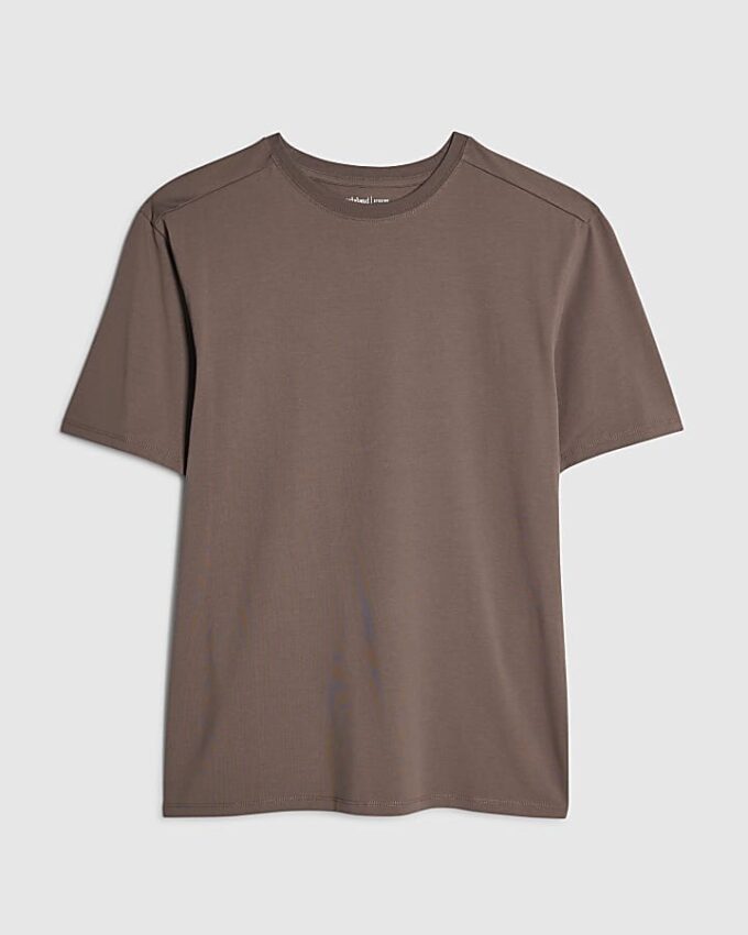 Brun muskelfit-T-shirt
