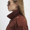 Brun oversized bomberjacka i mocka