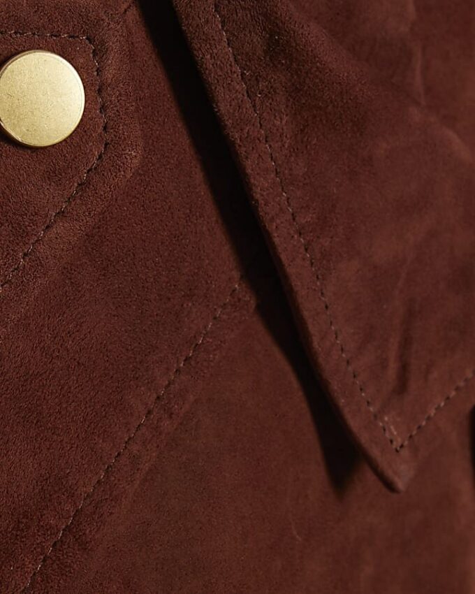 Brun oversized bomberjacka i mocka