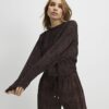 Brun premium-batwing-top med skrynkleffekt