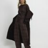 Brun premium-batwing-top med skrynkleffekt