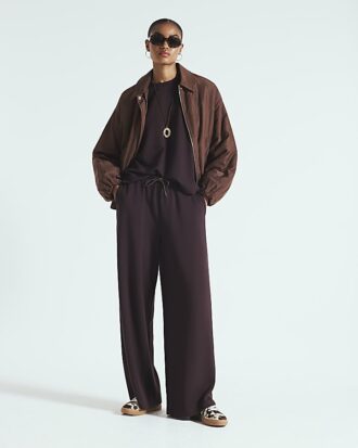 Brun premium-boxy-T-shirt med korta ärmar