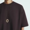 Brun premium-boxy-T-shirt med korta ärmar